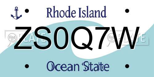 ZS0Q7W Rhode Island License Plate