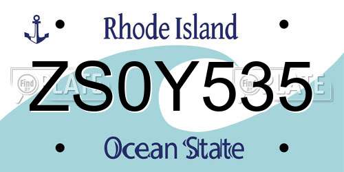 ZS0Y535 Rhode Island License Plate