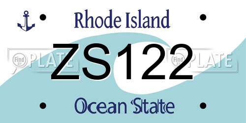 ZS122 Rhode Island License Plate