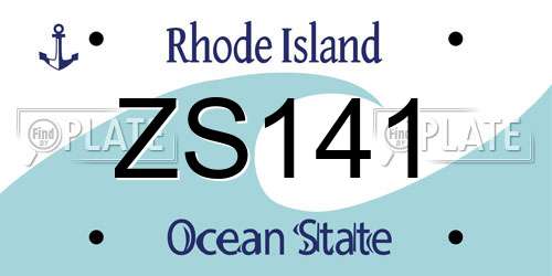 ZS141 Rhode Island License Plate