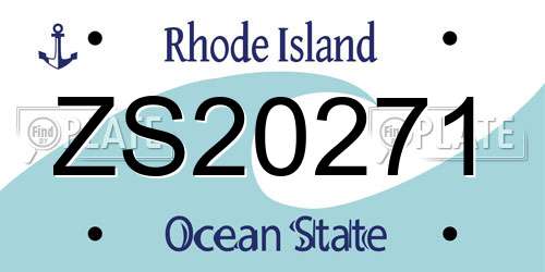 ZS20271 Rhode Island License Plate
