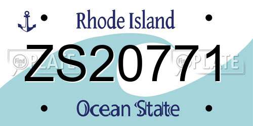 ZS20771 Rhode Island License Plate