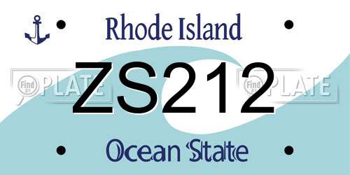 ZS212 Rhode Island License Plate