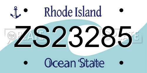 ZS23285 Rhode Island License Plate