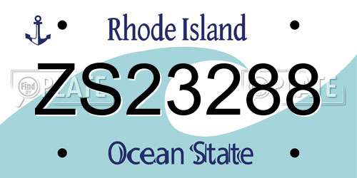 ZS23288 Rhode Island License Plate