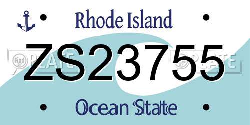 ZS23755 Rhode Island License Plate