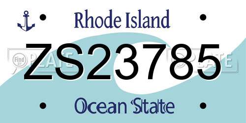 ZS23785 Rhode Island License Plate