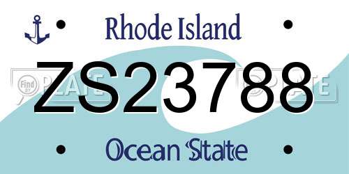 ZS23788 Rhode Island License Plate