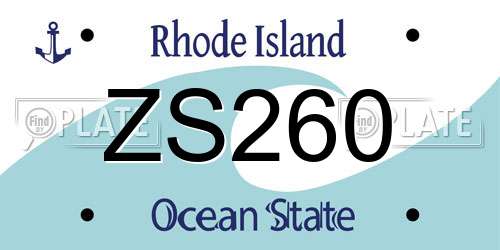 ZS260 Rhode Island License Plate