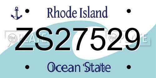 ZS27529 Rhode Island License Plate