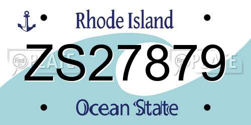 ZS27879 Rhode Island License Plate