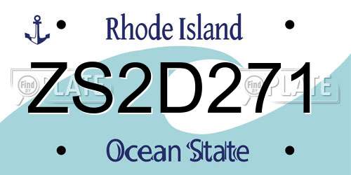 ZS2D271 Rhode Island License Plate