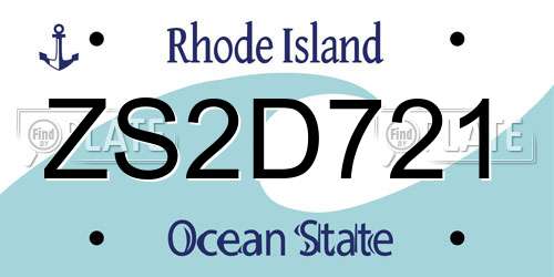 ZS2D721 Rhode Island License Plate