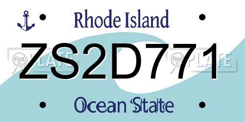 ZS2D771 Rhode Island License Plate