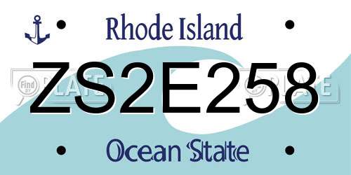 ZS2E258 Rhode Island License Plate