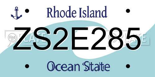 ZS2E285 Rhode Island License Plate