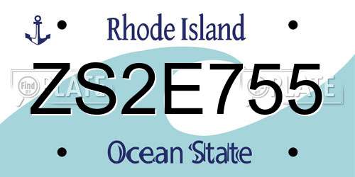 ZS2E755 Rhode Island License Plate