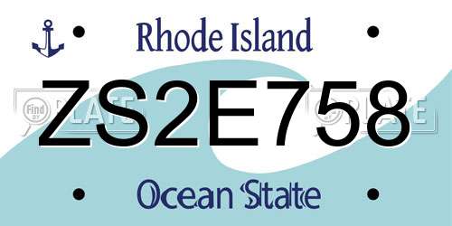 ZS2E758 Rhode Island License Plate