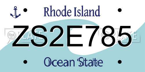 ZS2E785 Rhode Island License Plate