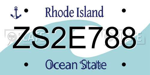 ZS2E788 Rhode Island License Plate