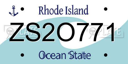 ZS2O771 Rhode Island License Plate