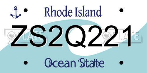 ZS2Q221 Rhode Island License Plate