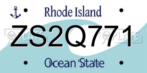 ZS2Q771 Rhode Island License Plate