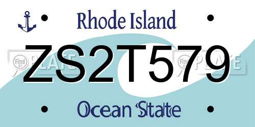 ZS2T579 Rhode Island License Plate