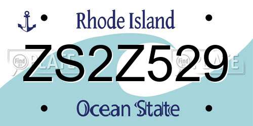 ZS2Z529 Rhode Island License Plate