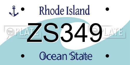 ZS349 Rhode Island License Plate