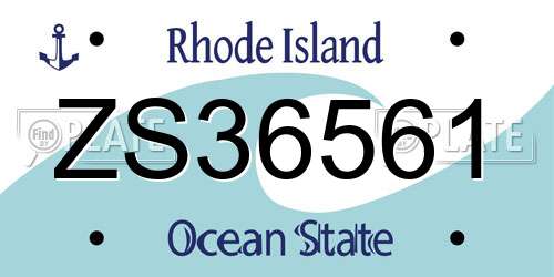ZS36561 Rhode Island License Plate