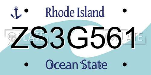 ZS3G561 Rhode Island License Plate