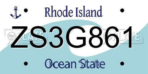 ZS3G861 Rhode Island License Plate