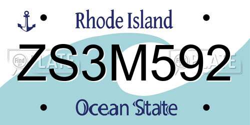 ZS3M592 Rhode Island License Plate