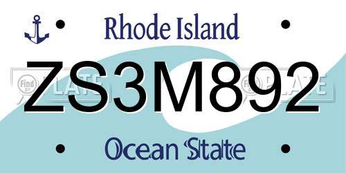 ZS3M892 Rhode Island License Plate
