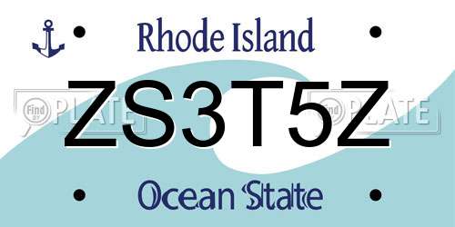 ZS3T5Z Rhode Island License Plate