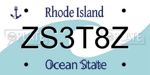 ZS3T8Z Rhode Island License Plate