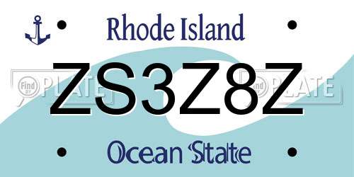 ZS3Z8Z Rhode Island License Plate