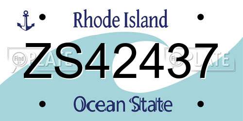ZS42437 Rhode Island License Plate
