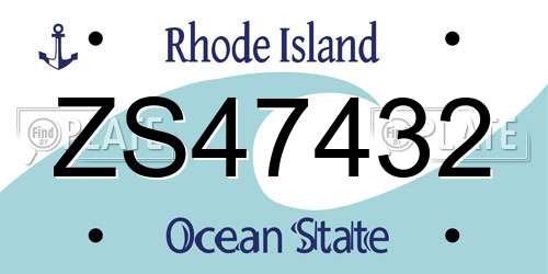 ZS47432 Rhode Island License Plate