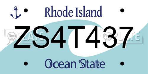 ZS4T437 Rhode Island License Plate