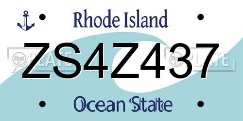 ZS4Z437 Rhode Island License Plate