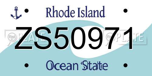 ZS50971 Rhode Island License Plate
