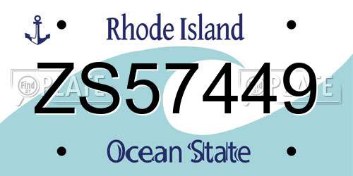 ZS57449 Rhode Island License Plate
