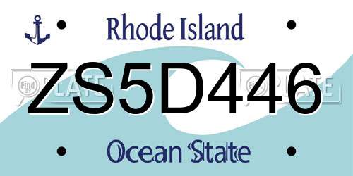 ZS5D446 Rhode Island License Plate