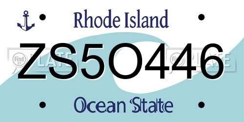 ZS5O446 Rhode Island License Plate