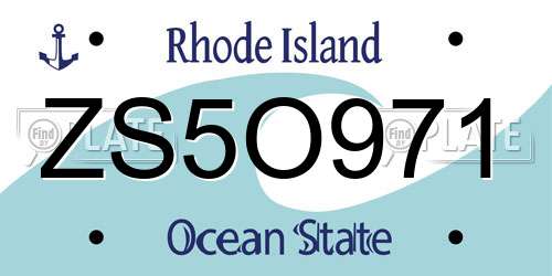 ZS5O971 Rhode Island License Plate
