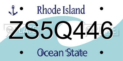 ZS5Q446 Rhode Island License Plate