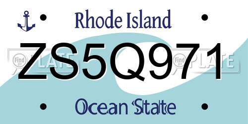 ZS5Q971 Rhode Island License Plate