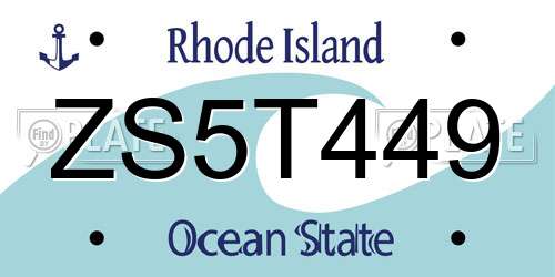 ZS5T449 Rhode Island License Plate
